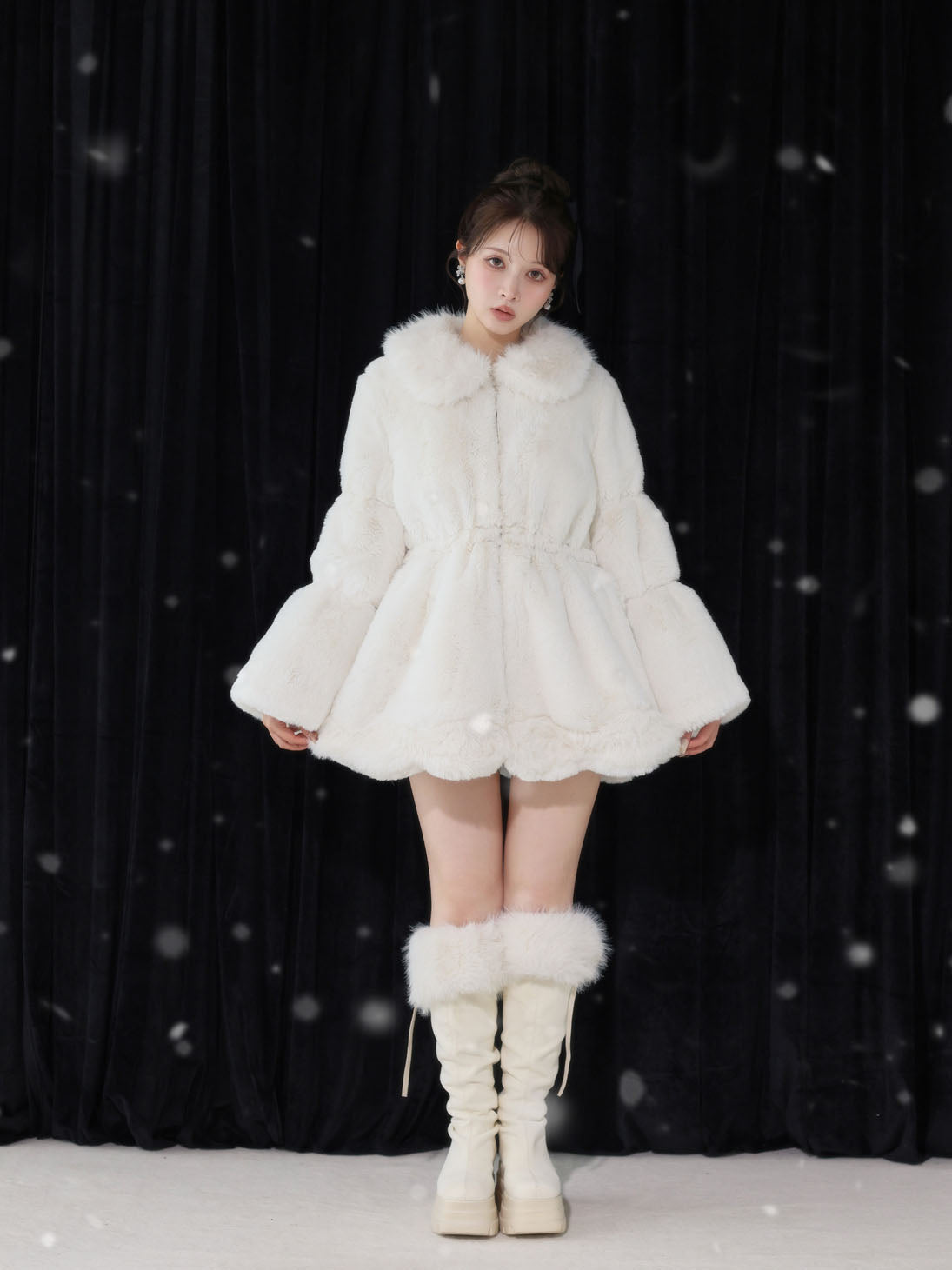 【Pre Order】Luxe fur fit line flare coat(eme11161)