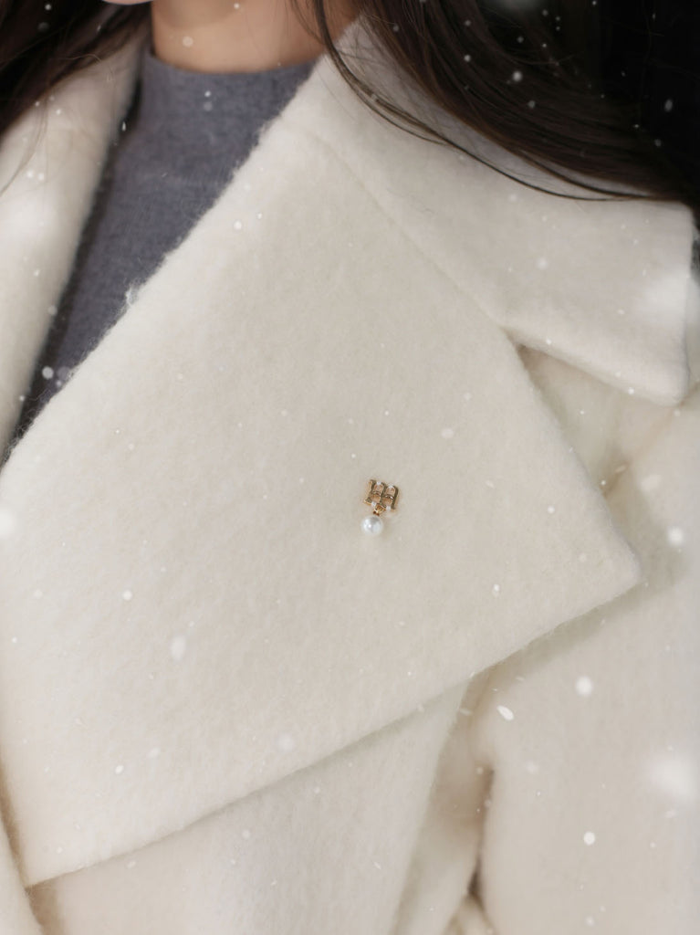 【Pre Order】Fur cuffs ribbon belted coat(eme11162)
