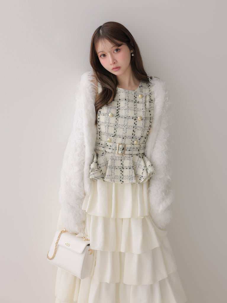 model：160cm　(size：F　color：White check)