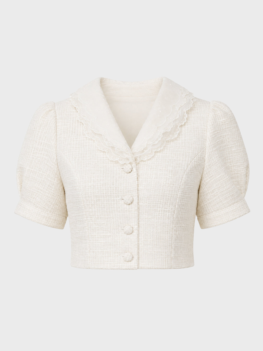 【SALE】【70％OFF】Lace collar tweed jacket (eme10404)