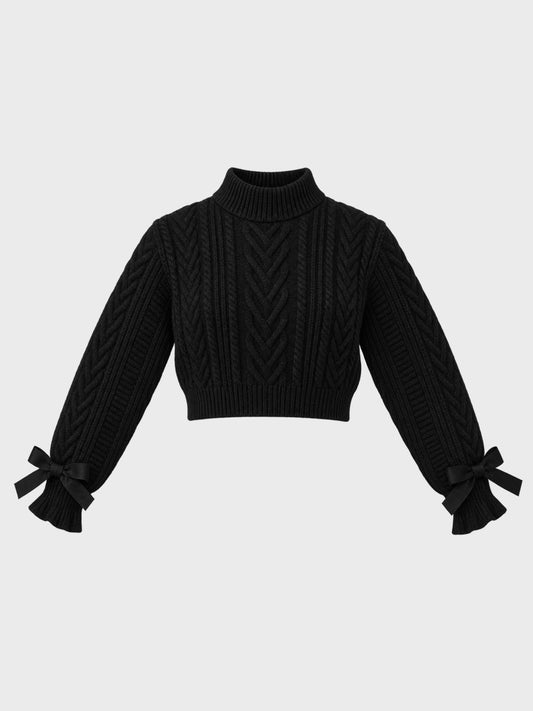 【SALE】【70％OFF】Heart cable ribbon knit tops (eme10249)