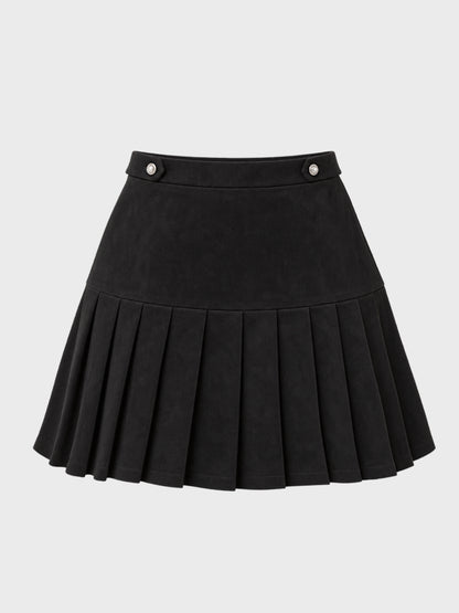 【SALE】Suede pleated skirt (eme10334)