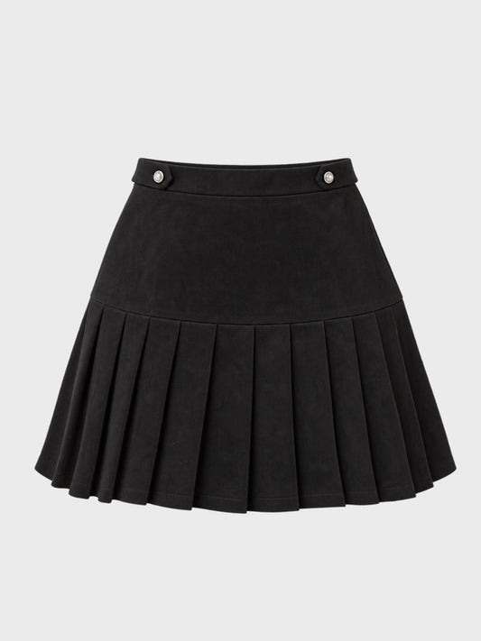【SALE】Suede pleated skirt (eme10334)