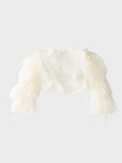 【SALE】Candy sleeve tulle tops (eme10343)