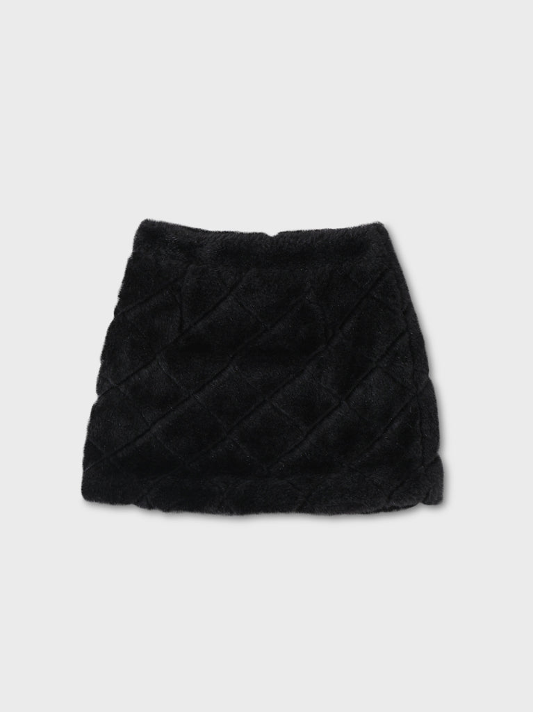 Shine fake far mini skirt(eme10358)