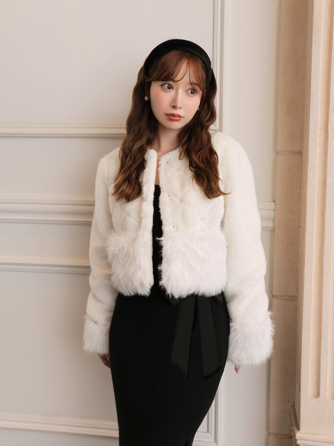 Shine bijou fake far jacket(eme10357)