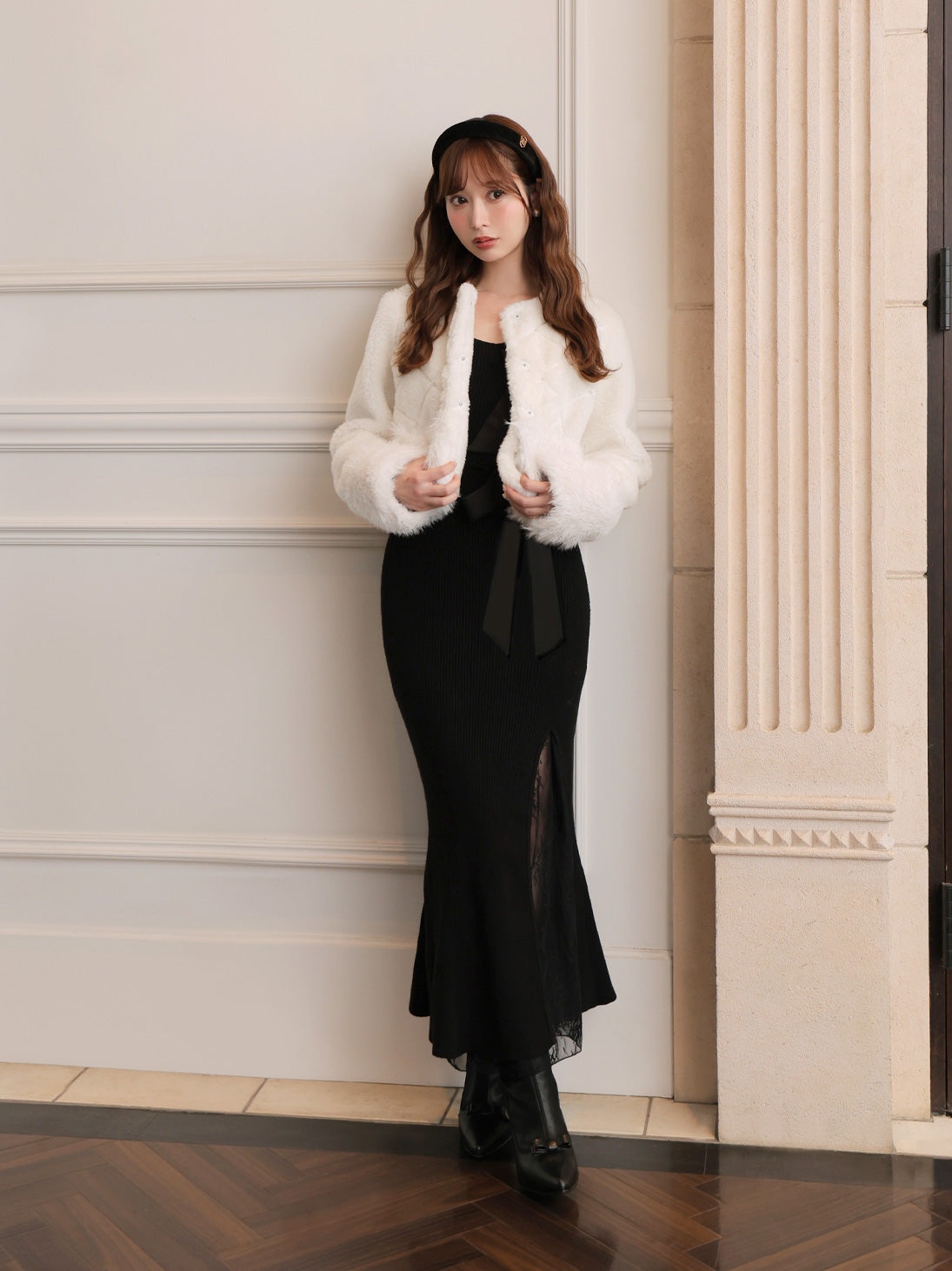 Shine bijou fake far jacket(eme10357)