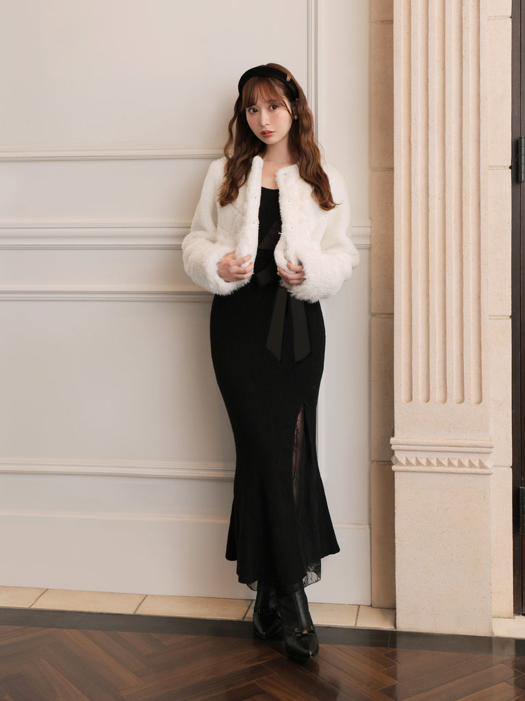 Shine bijou fake far jacket(eme10357)