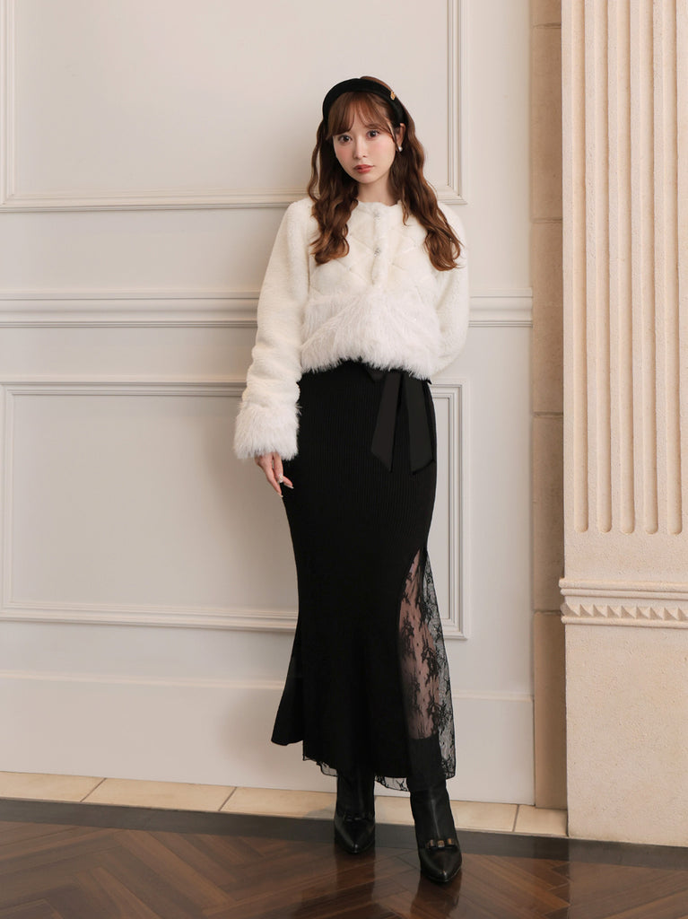 Shine bijou fake far jacket(eme10357)