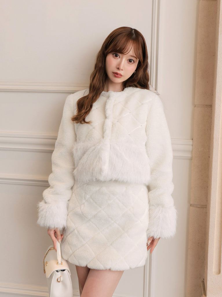 Shine bijou fake far jacket(eme10357)