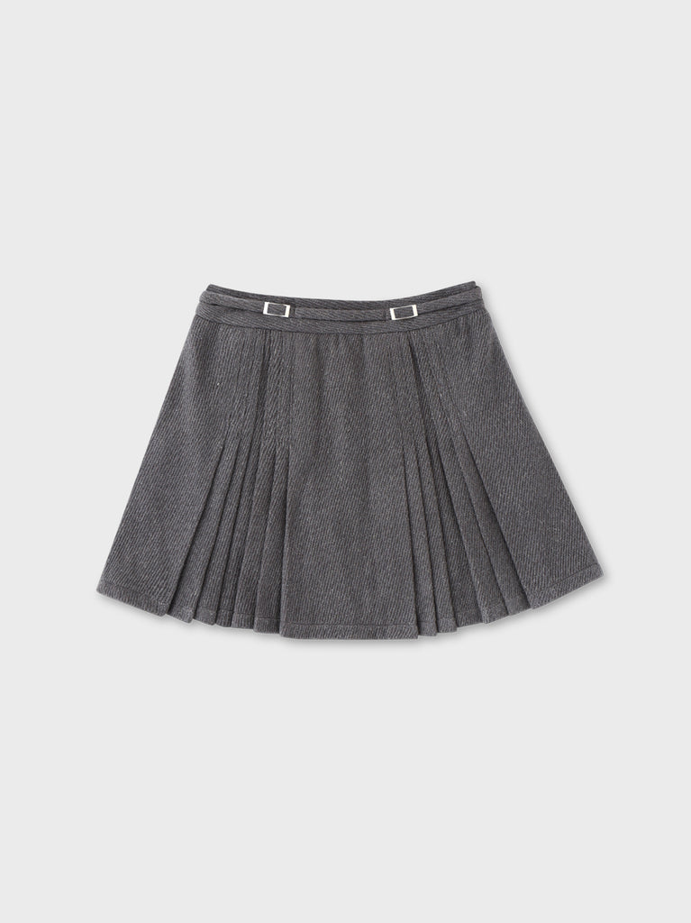 Belt design pleats mini skirt(eme10362)