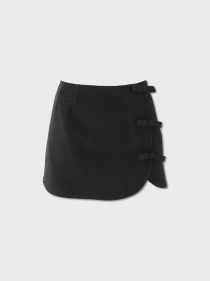 Lame ribbon trapizoid mini skirt (eme10370)