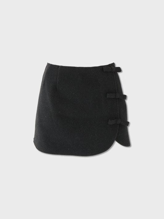 [SALE] Lame Ribbon Trapezoid Mini Skirt (eme10370)
