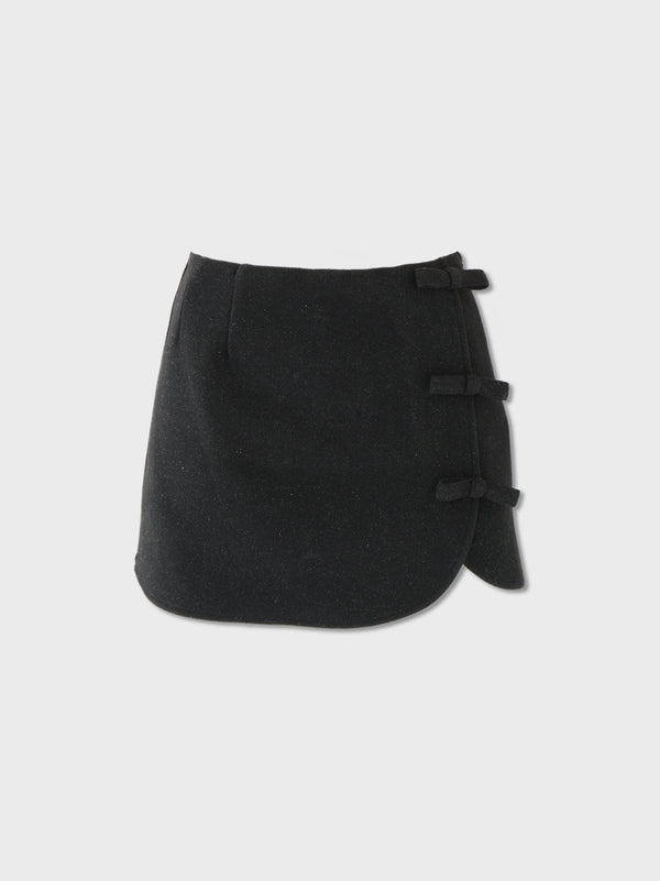 【SALE】【70％OFF】Lame ribbon trapizoid mini skirt (eme10370)