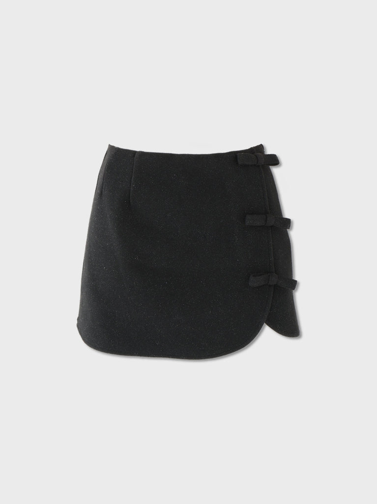 Lame ribbon trapizoid mini skirt (eme10370)