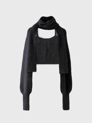 Scarf like shaggy knit tops (eme10372)