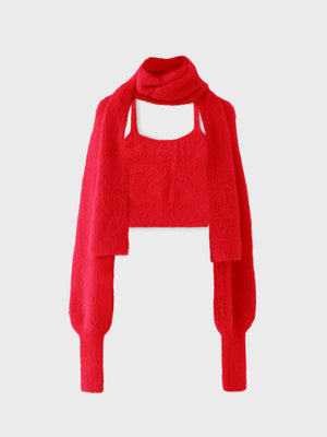 Scarf like shaggy knit tops (eme10372)