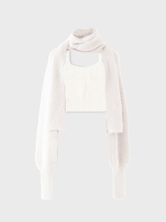 【SALE】Scarf like shaggy knit tops (eme10372)
