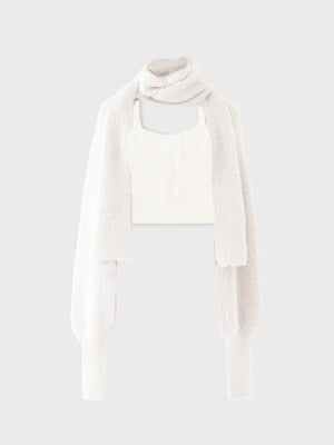 Scarf like shaggy knit tops (eme10372)