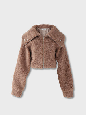 Big collar boa jacket(eme10377)