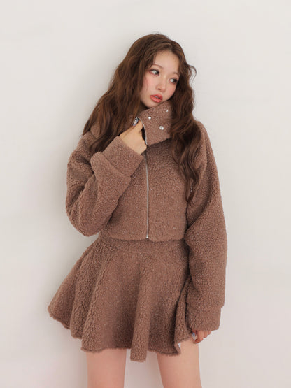 Big collar boa jacket(eme10377)