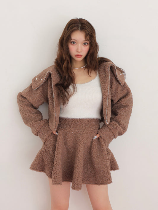 Big collar boa jacket(eme10377)