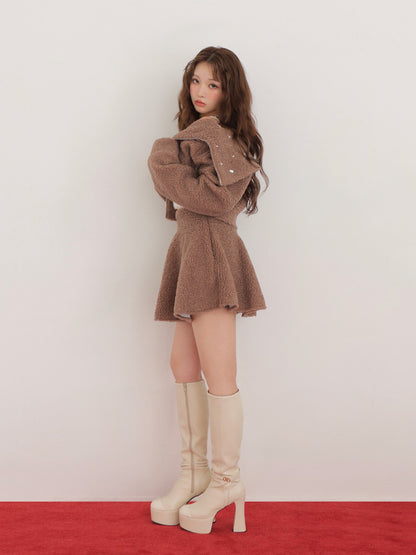 Big collar boa jacket(eme10377)