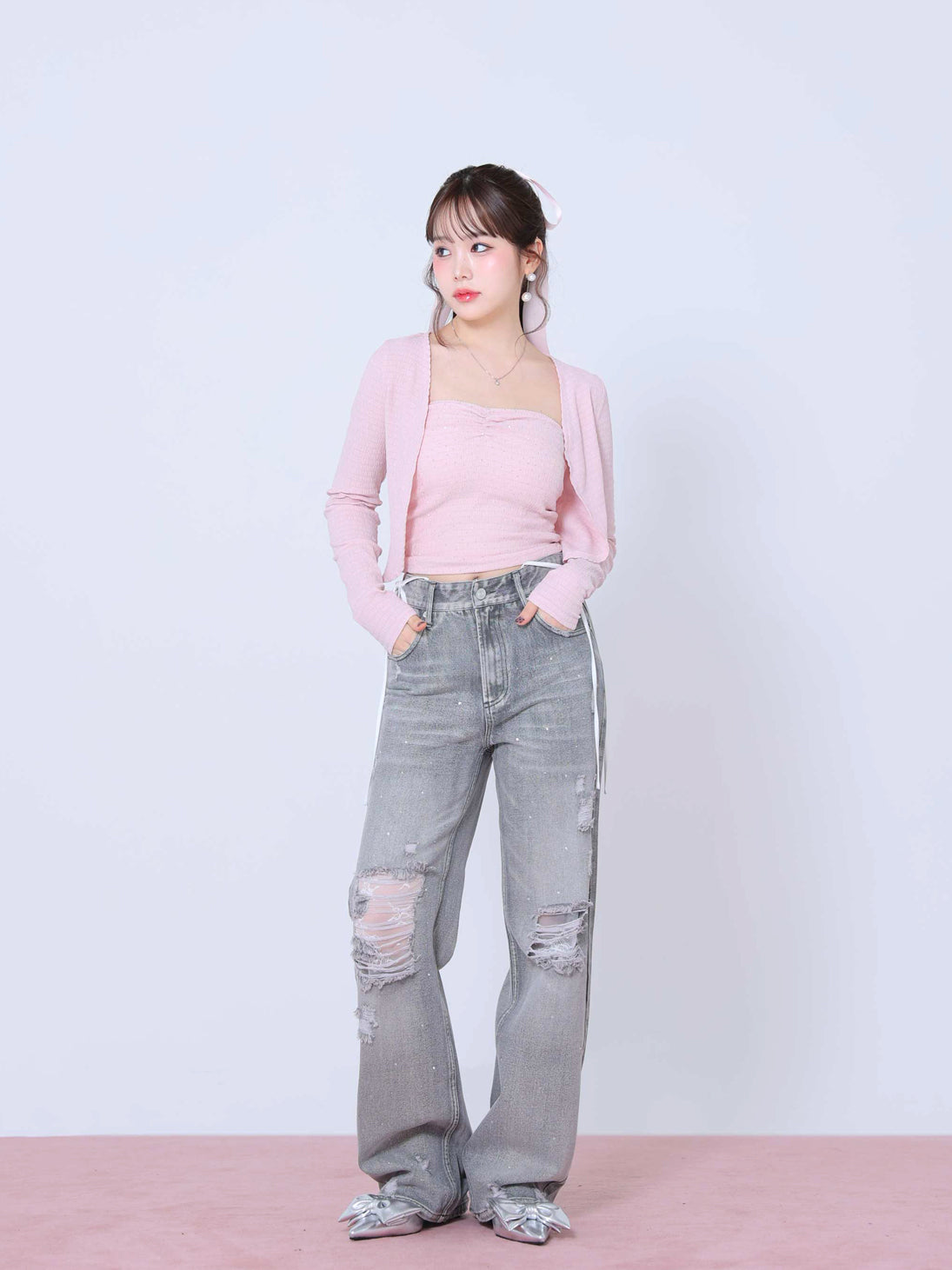 model：158cm　(size：F　color：Pink)