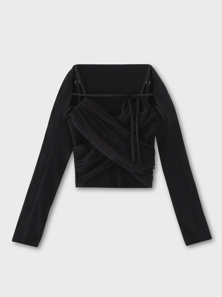 Tulle knit ensemble tops(eme10386)