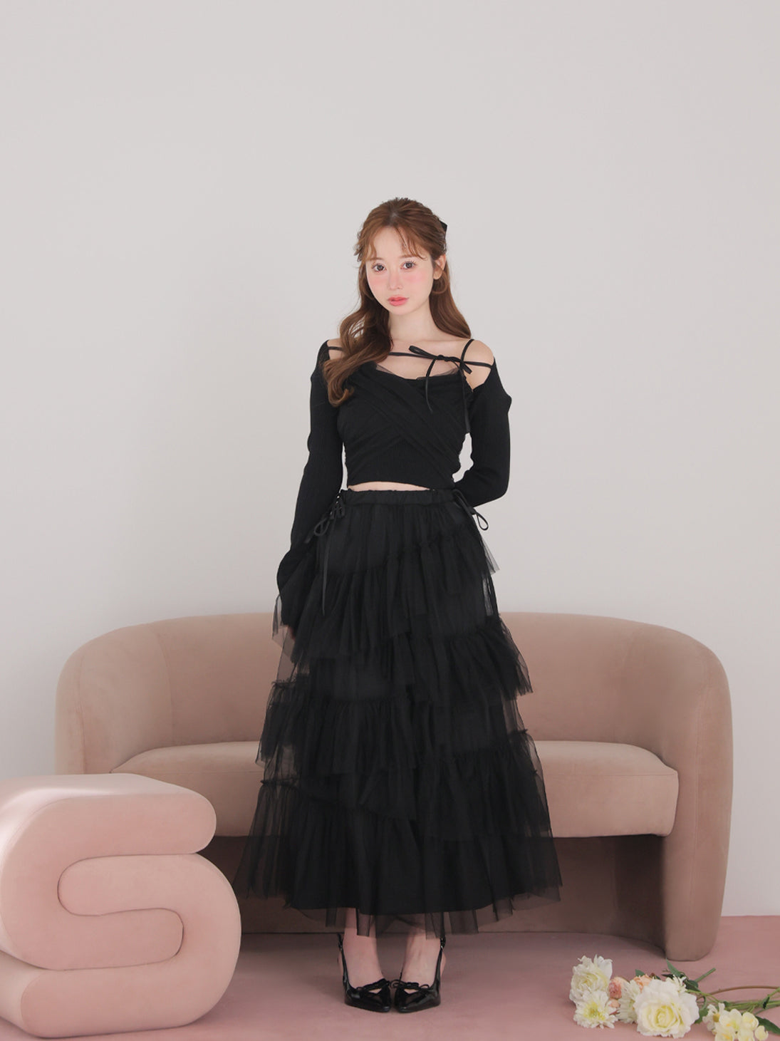 model：162cm　(size：F　color：Black)