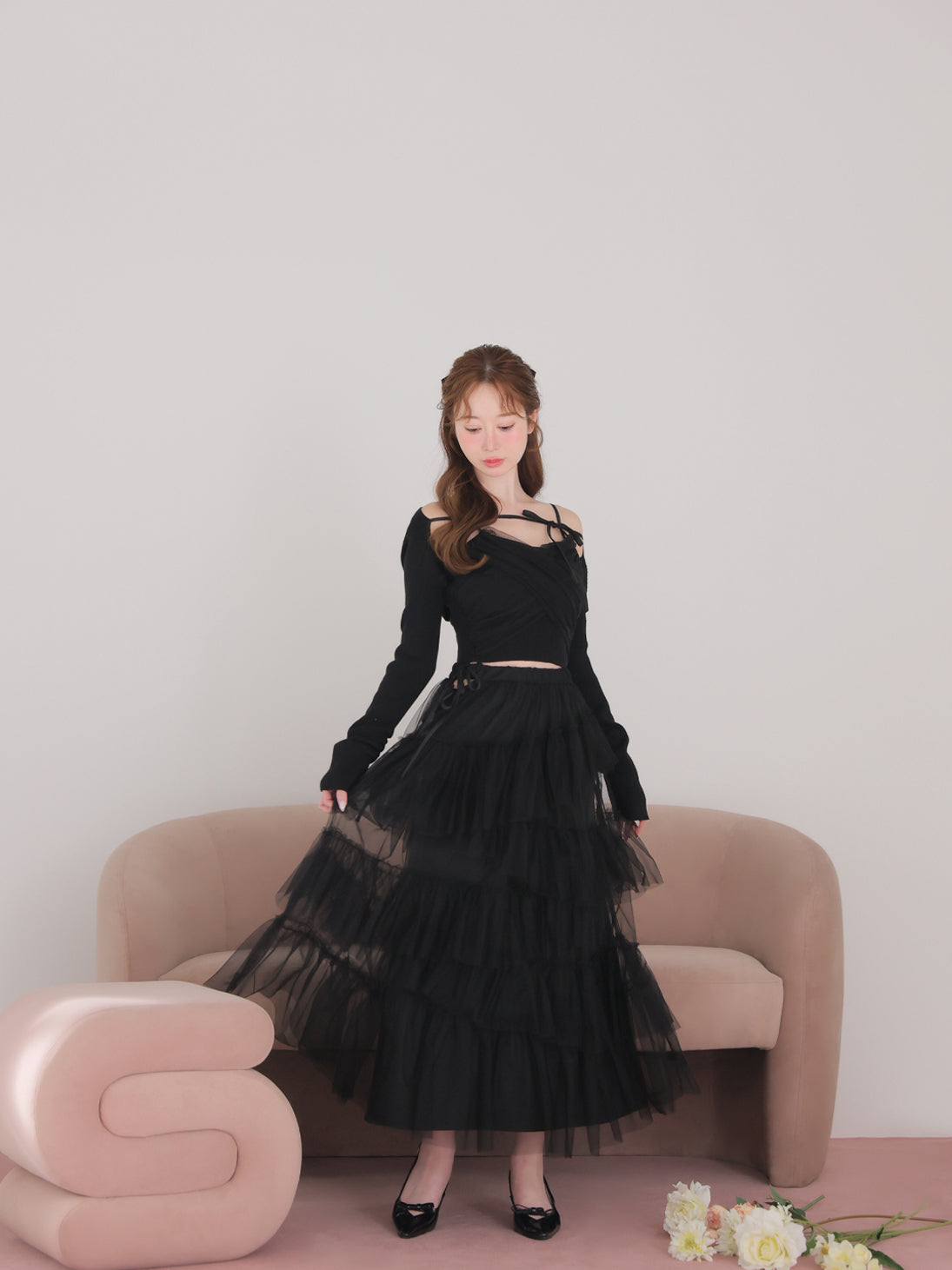 スカート M me eme Side ribbon tulle long skirt Side ribbon tulle long skirt(eme10468) – M me eme