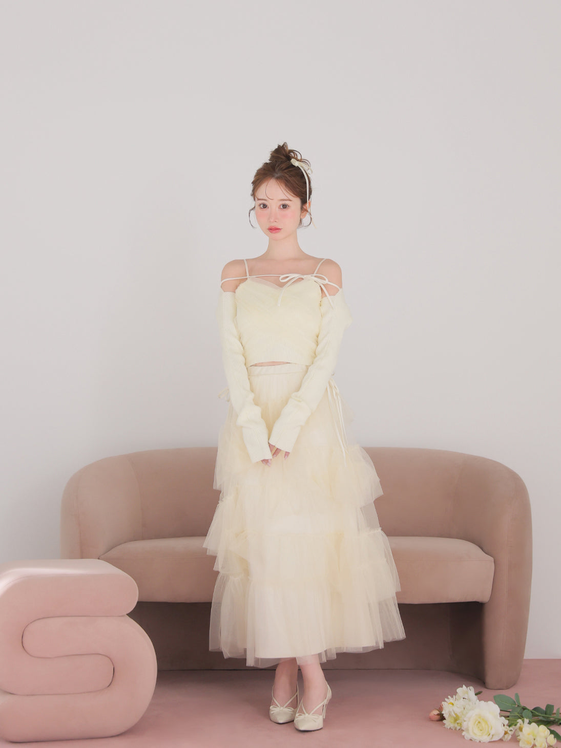 Side ribbon tulle long skirt(eme10468) – M me eme