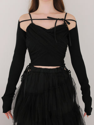 Tulle knit ensemble tops(eme10386)