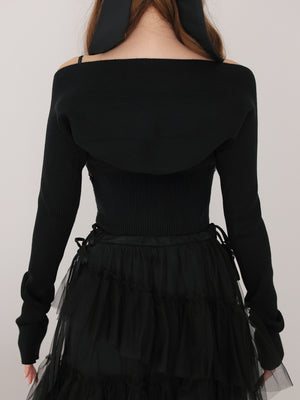 Tulle knit ensemble tops(eme10386)