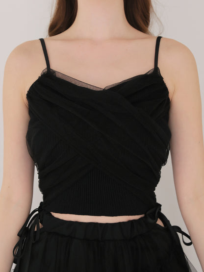Tulle knit ensemble tops(eme10386)