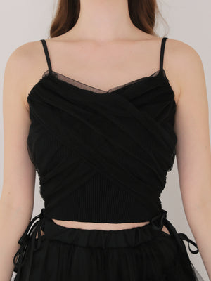 Tulle knit ensemble tops(eme10386)