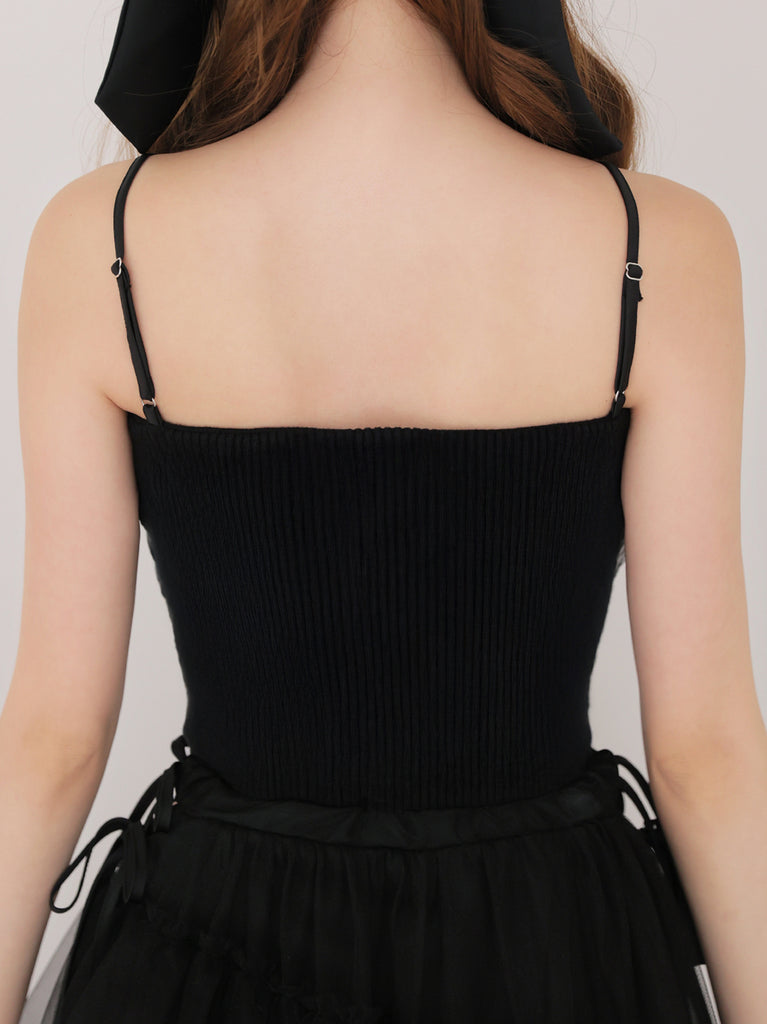 Tulle knit ensemble tops(eme10386)