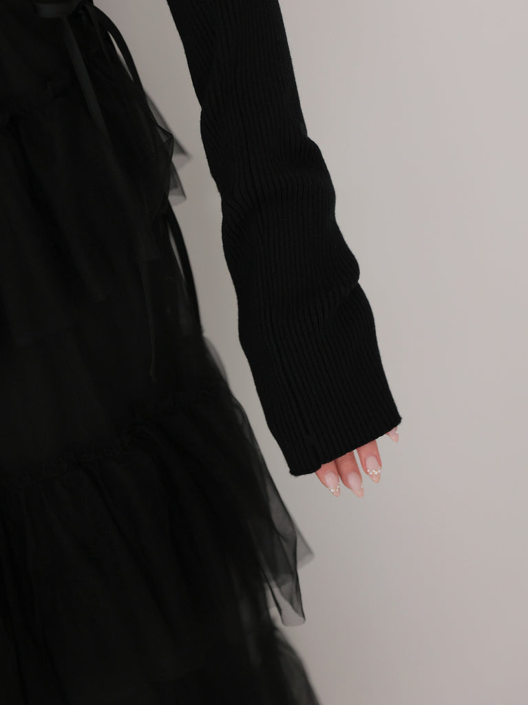 Tulle knit ensemble tops(eme10386)