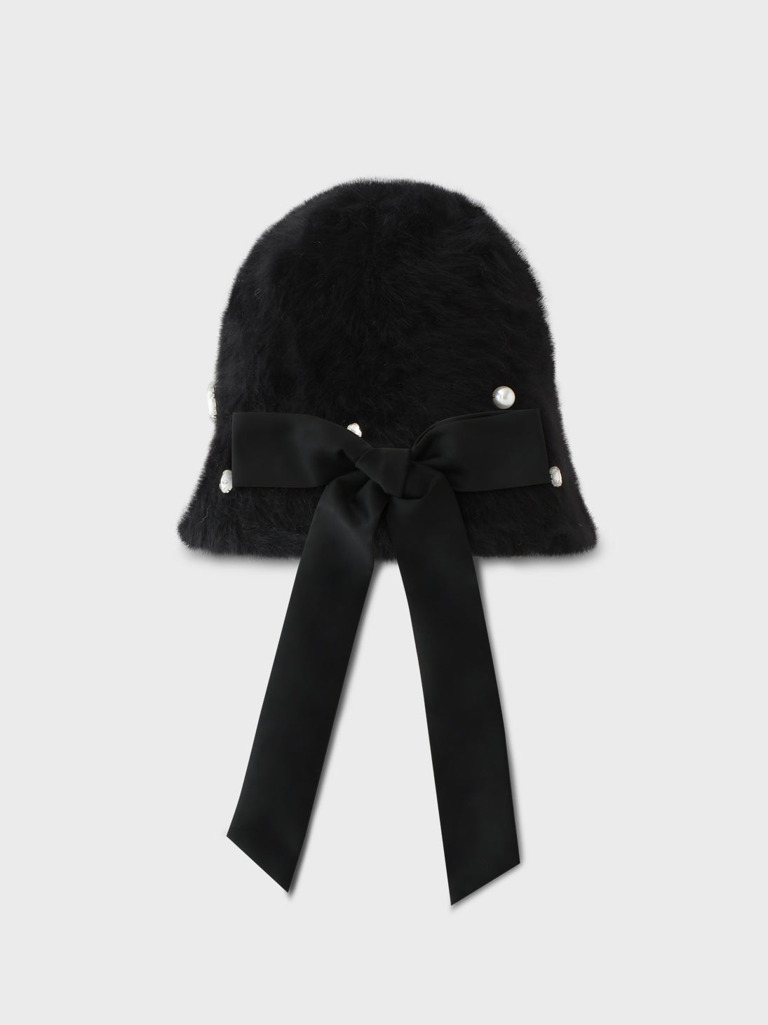 Bijou ribbon feather bucket hat (eme10387)