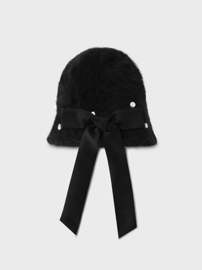 Bijou ribbon feather bucket hat (eme10387)