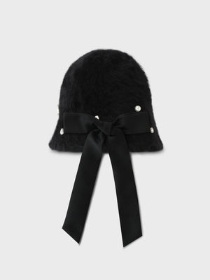 Bijou ribbon feather bucket hat (eme10387)