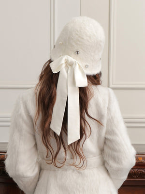 Bijou ribbon feather bucket hat (eme10387)