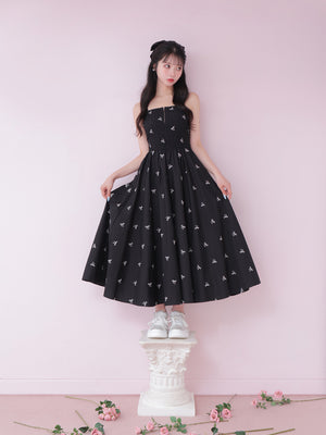 Ribbon embroidery shirring one piece(eme10391)