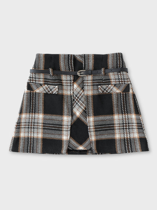 【SALE】High waist check mini skirt(eme10449)