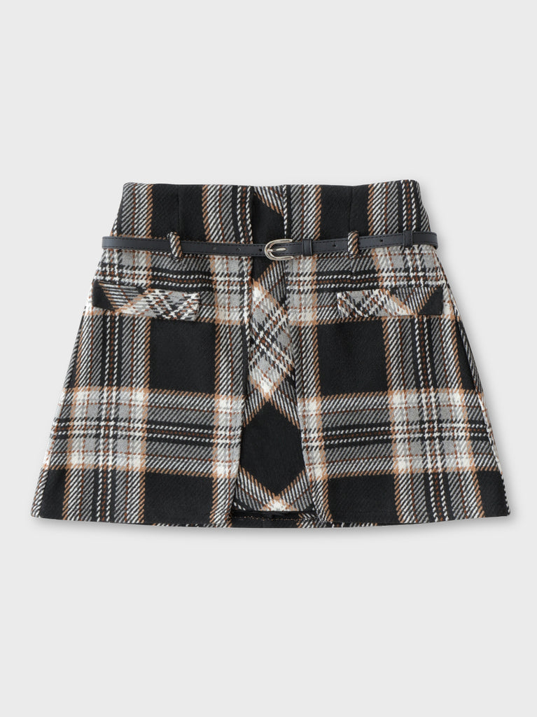 【SALE】High waist check mini skirt(eme10449)