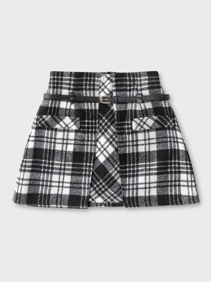 【SALE】High waist check mini skirt(eme10449)