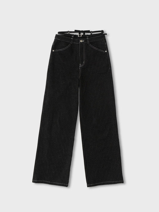 【SALE】Waist ribbon lame denim(eme10452)