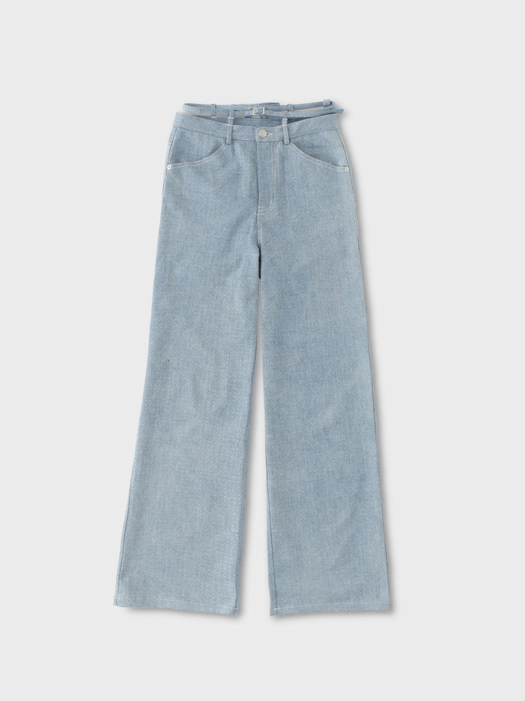 Waist ribbon lame denim(eme10452)