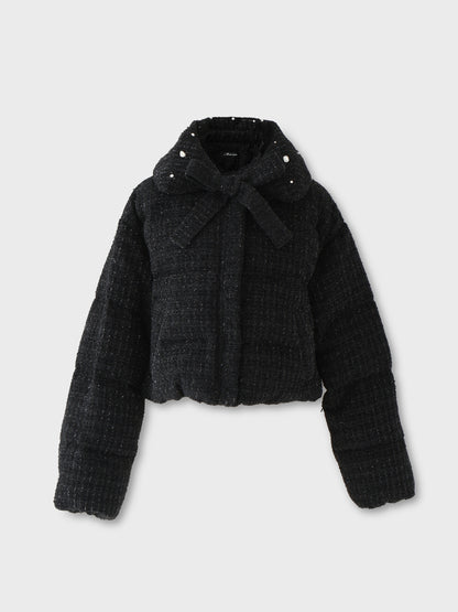 Ribbon tweed short down jacket (eme10458)