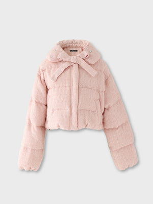 Ribbon tweed short down jacket (eme10458)